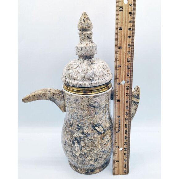 Coffee Teapot Set Stone Vintage Arabic 6 Cups One Additional Cup Heavy Drinkware - Picture 3 of 16